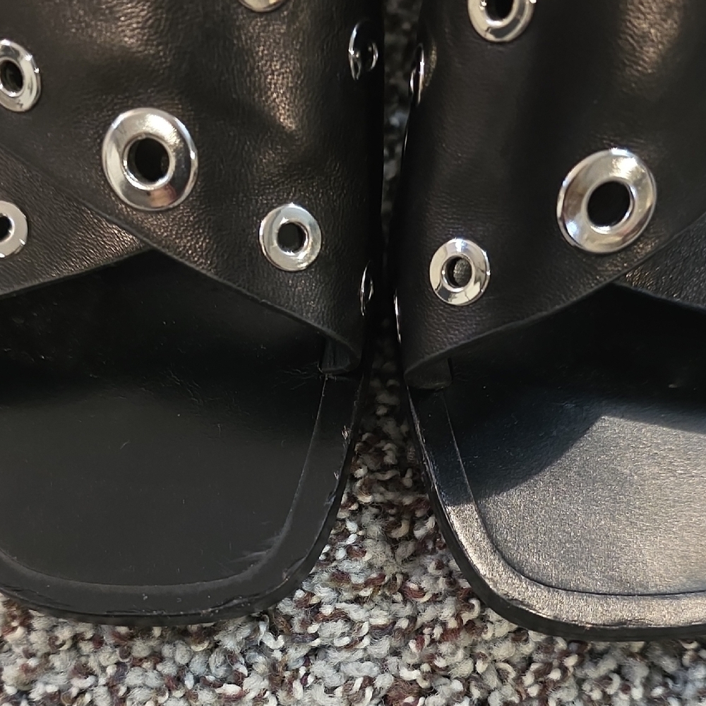 rag & bone Black Mules with Silver Eyelets - Picture 3 of 8